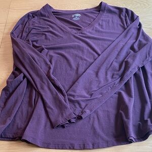 V neck long sleeve plus size T
